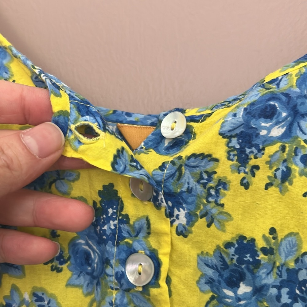 April Cornell Floral Blue Sleeveless Boho Adjustable Straps Maxi Dress Size S - Picture 6 of 10